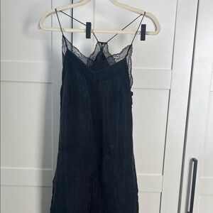 Elegant Black Lace Trim Dress